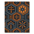 Bold Orange Grey Hexagonal Geometric Folklore Rug