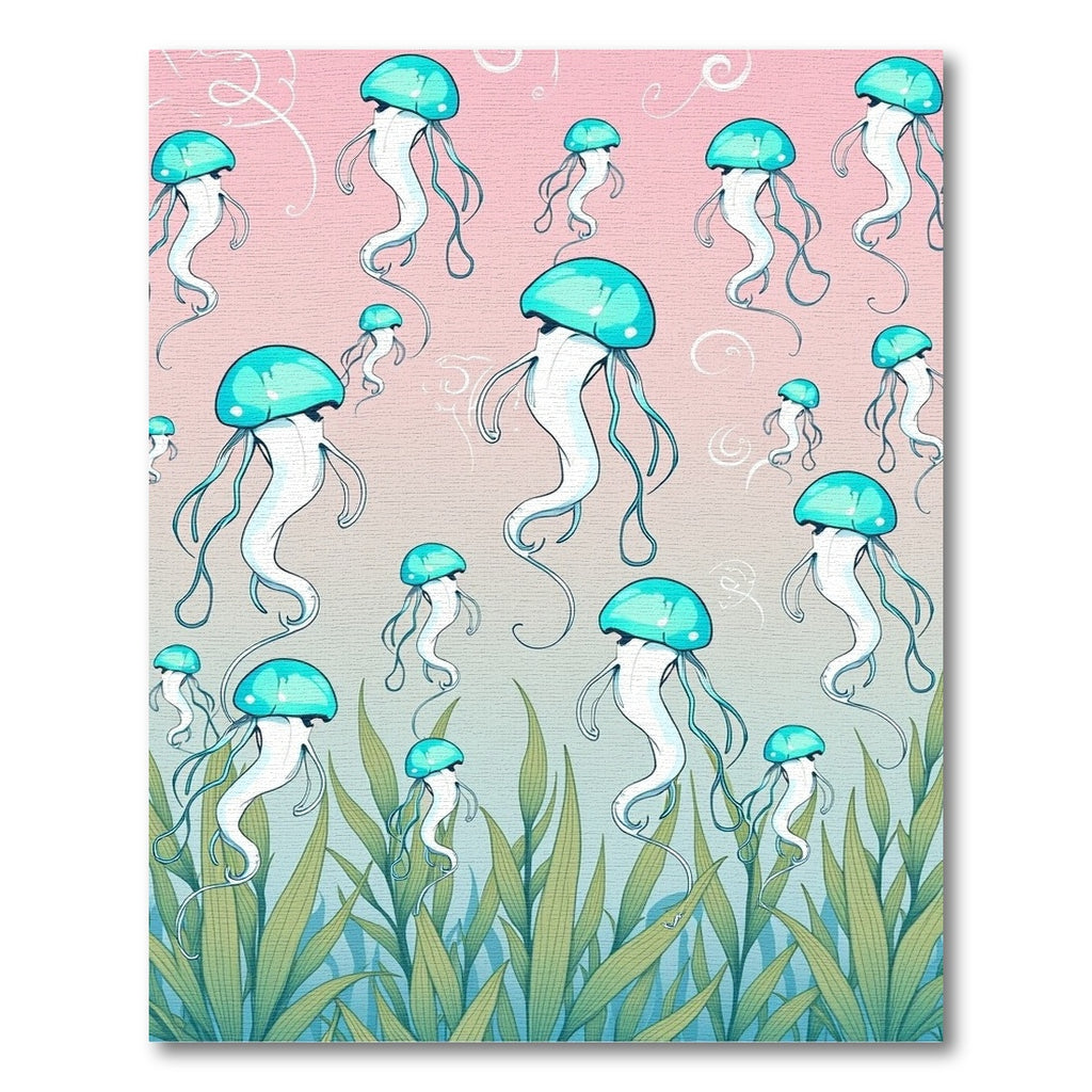 Teal Jellyfish Ocean Grass Bloom Rug