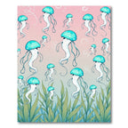 Teal Jellyfish Ocean Grass Bloom Rug
