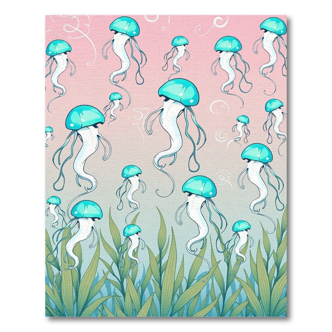 Teal Jellyfish Ocean Grass Bloom Rug