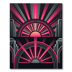 Art Deco Radiant Pink Skyline Abstract Rug