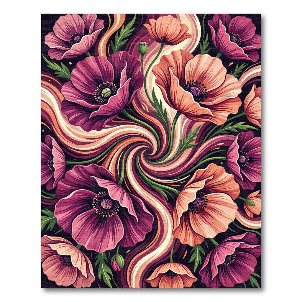 Vibrant Amaranth Poppy Swirl Rug