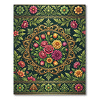 Ornate Floral Medallion Dark Emerald Rug