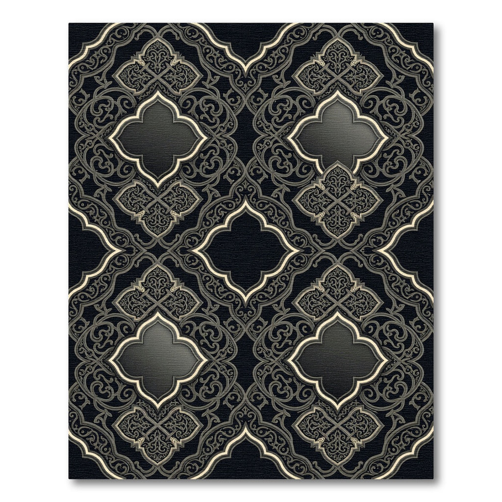 Monochromatic Gray Arabesque Medallion Rug