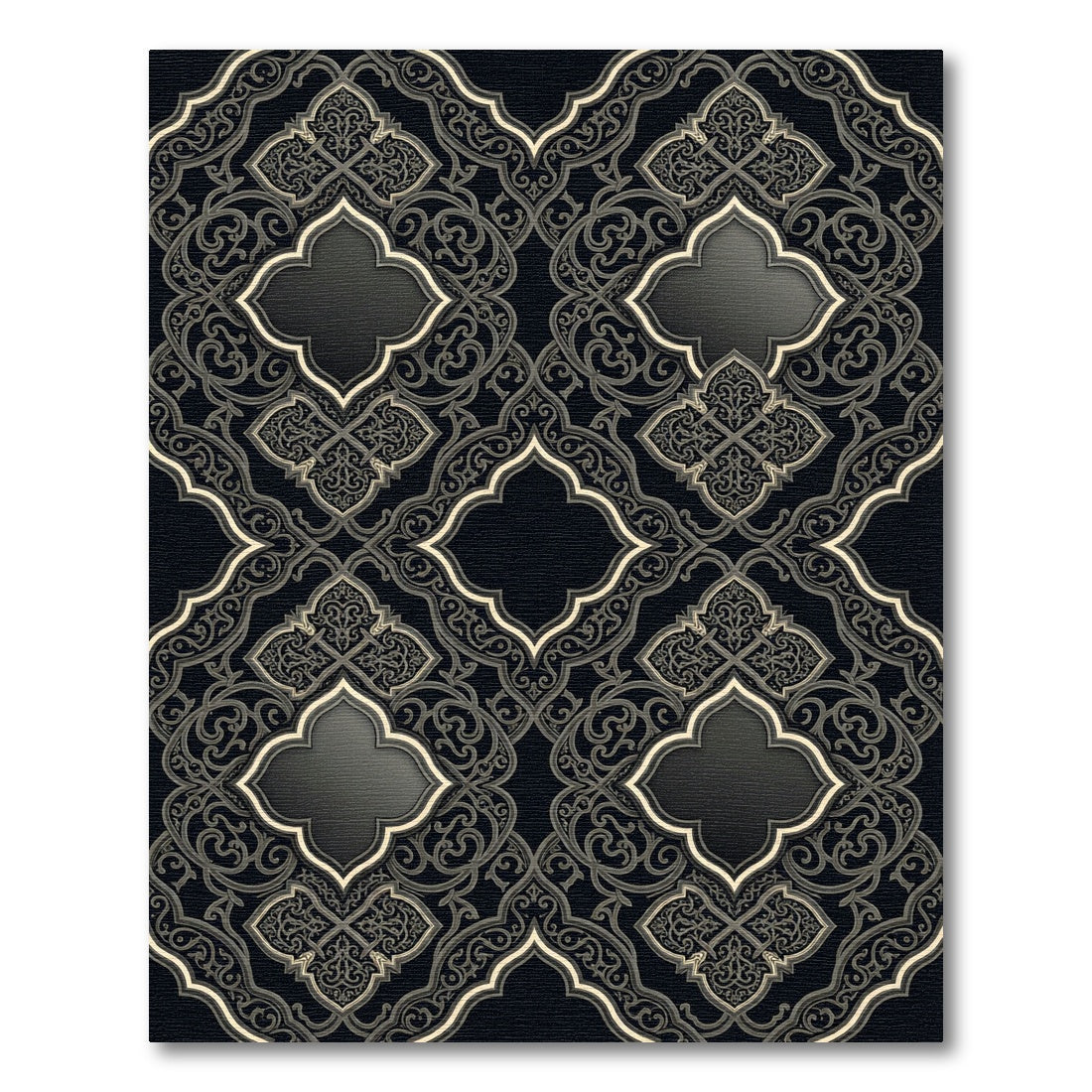 Monochromatic Gray Arabesque Medallion Rug