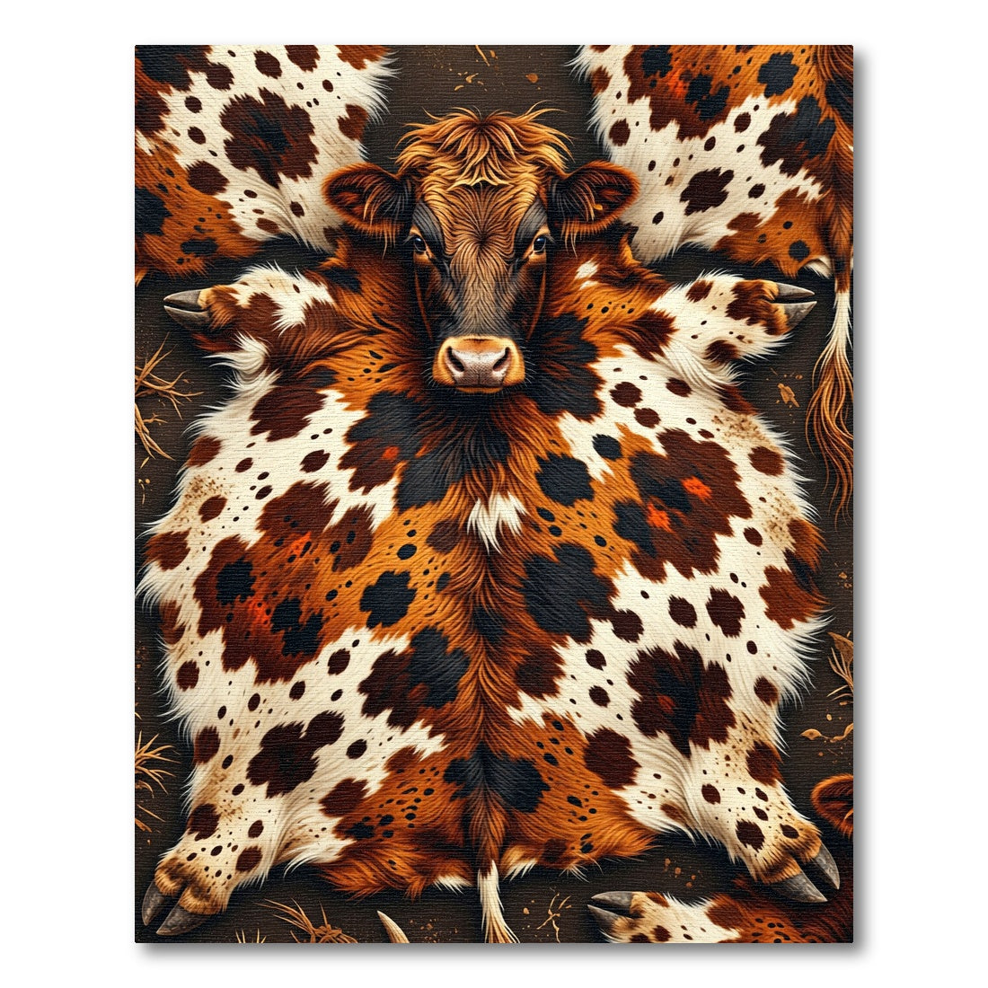 Brown Spotted Cowhide Rustic Hide Rug