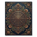 Ornate Golden Floral Mandala Navy Rug