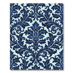 Deep Blue Floral Damask Sweep Rug