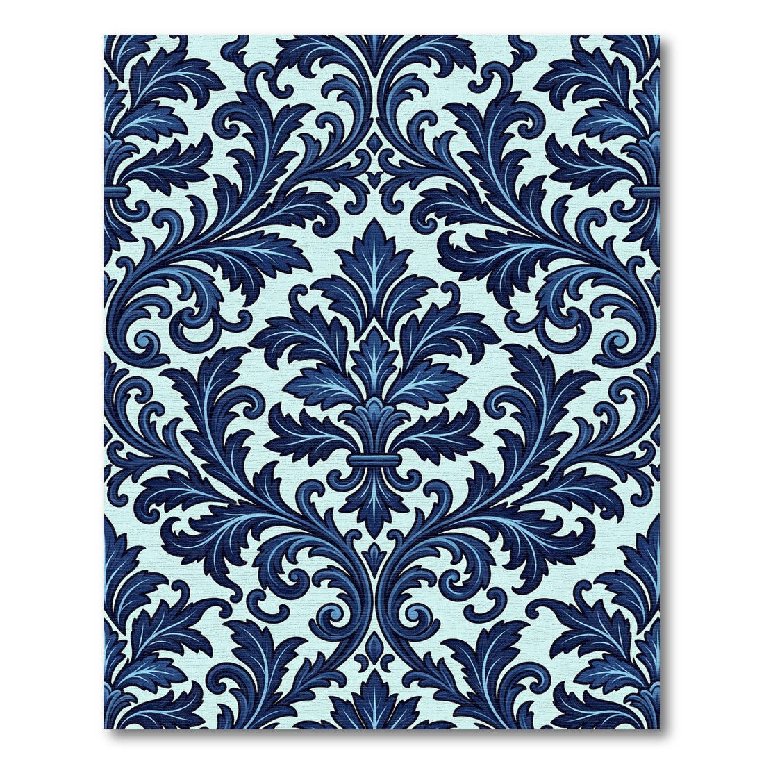 Deep Blue Floral Damask Sweep Rug