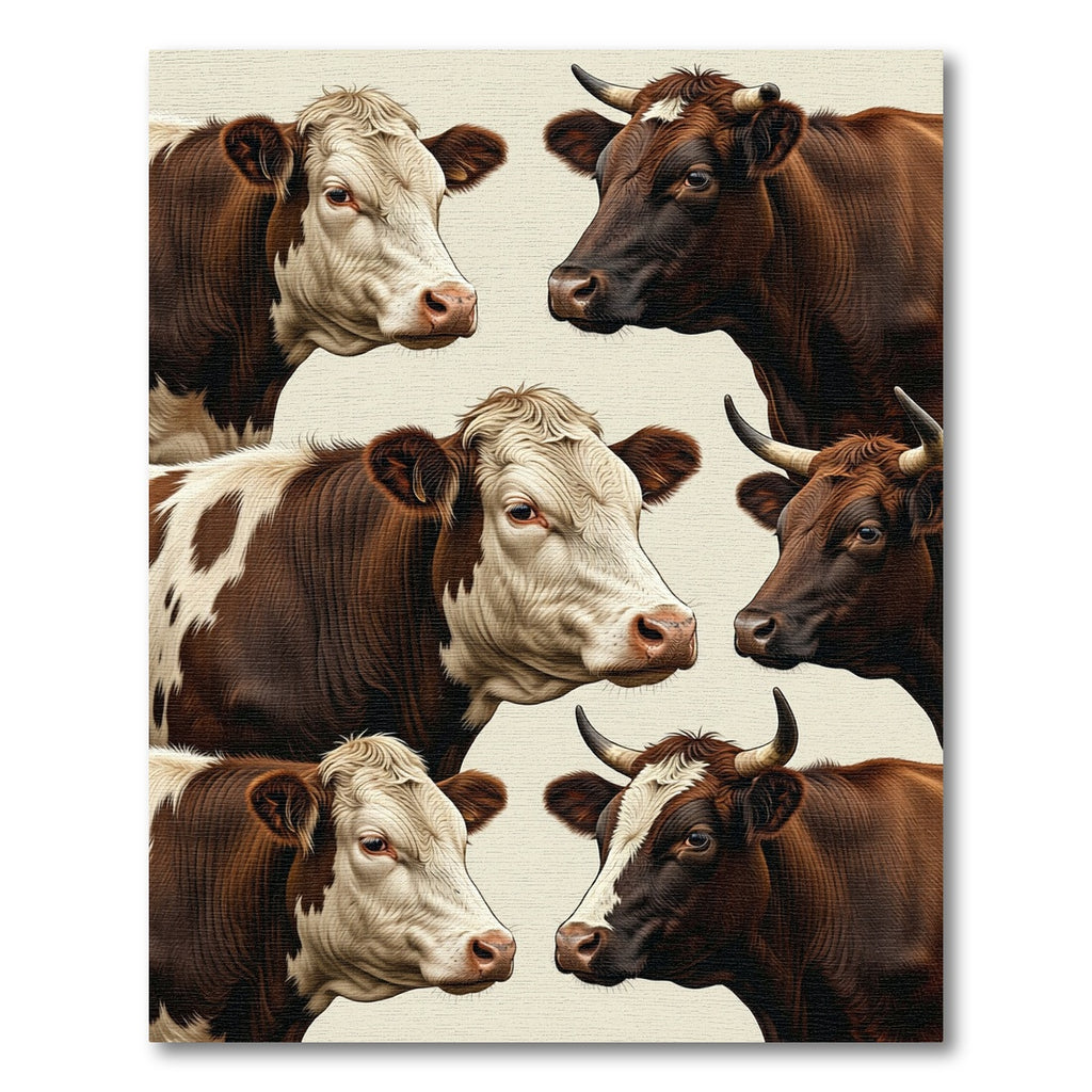 Realistic Brown And White Highland Cow Portrait Rug