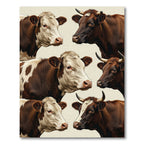 Realistic Brown And White Highland Cow Portrait Rug