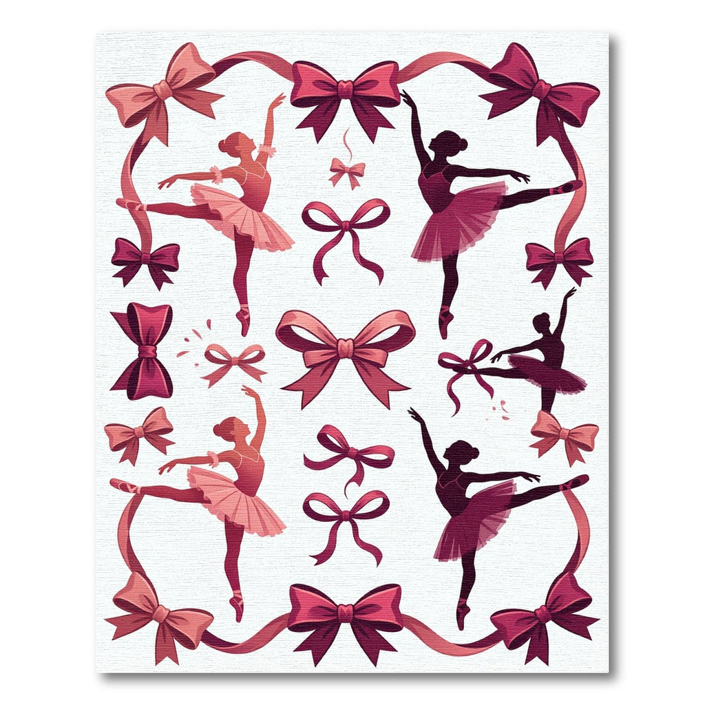Ballet Dancers and Ribbons Pink Collection Rug