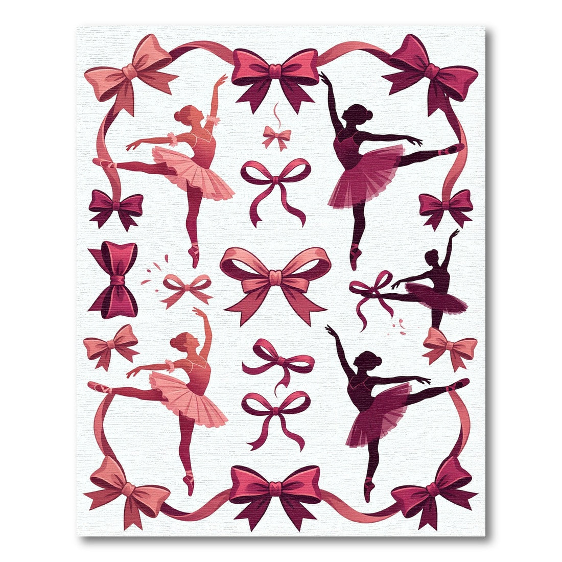 Ballet Dancers and Ribbons Pink Collection Rug