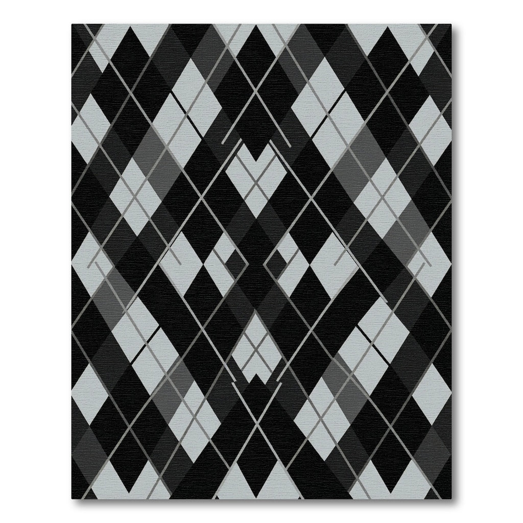 Black Gray Diamond Interlocking Lattice Rug