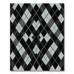 Black Gray Diamond Interlocking Lattice Rug