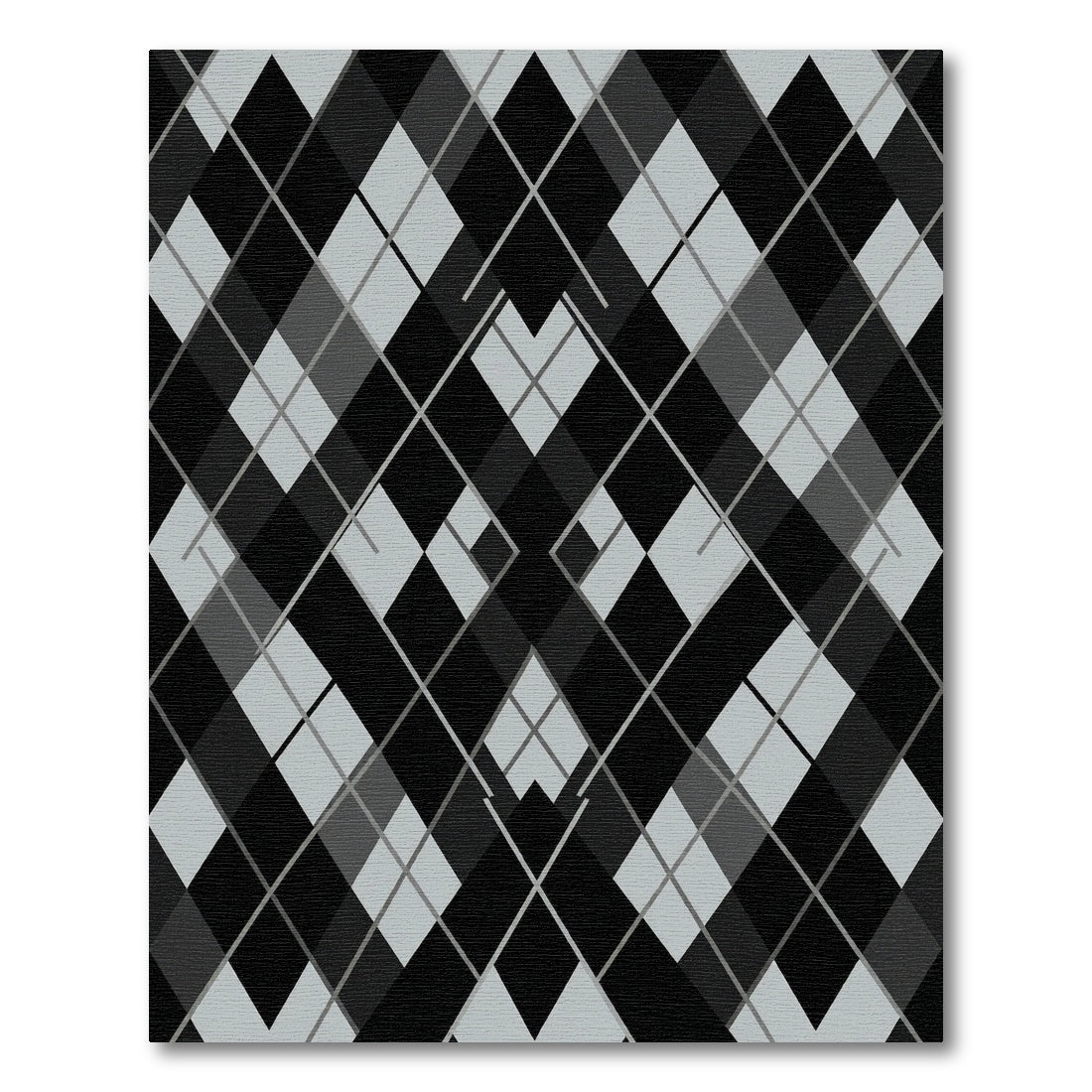 Black Gray Diamond Interlocking Lattice Rug