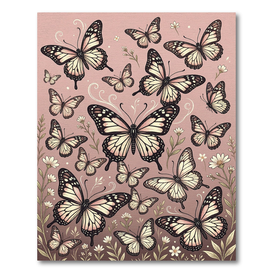 Whimsical Blush Butterfly Garden Rug