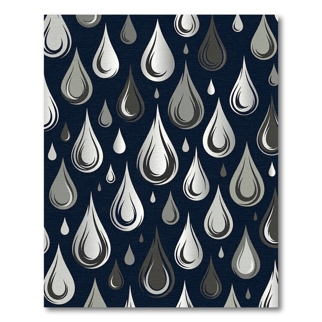 Monochrome Silver Raindrop Abstract Art Rug