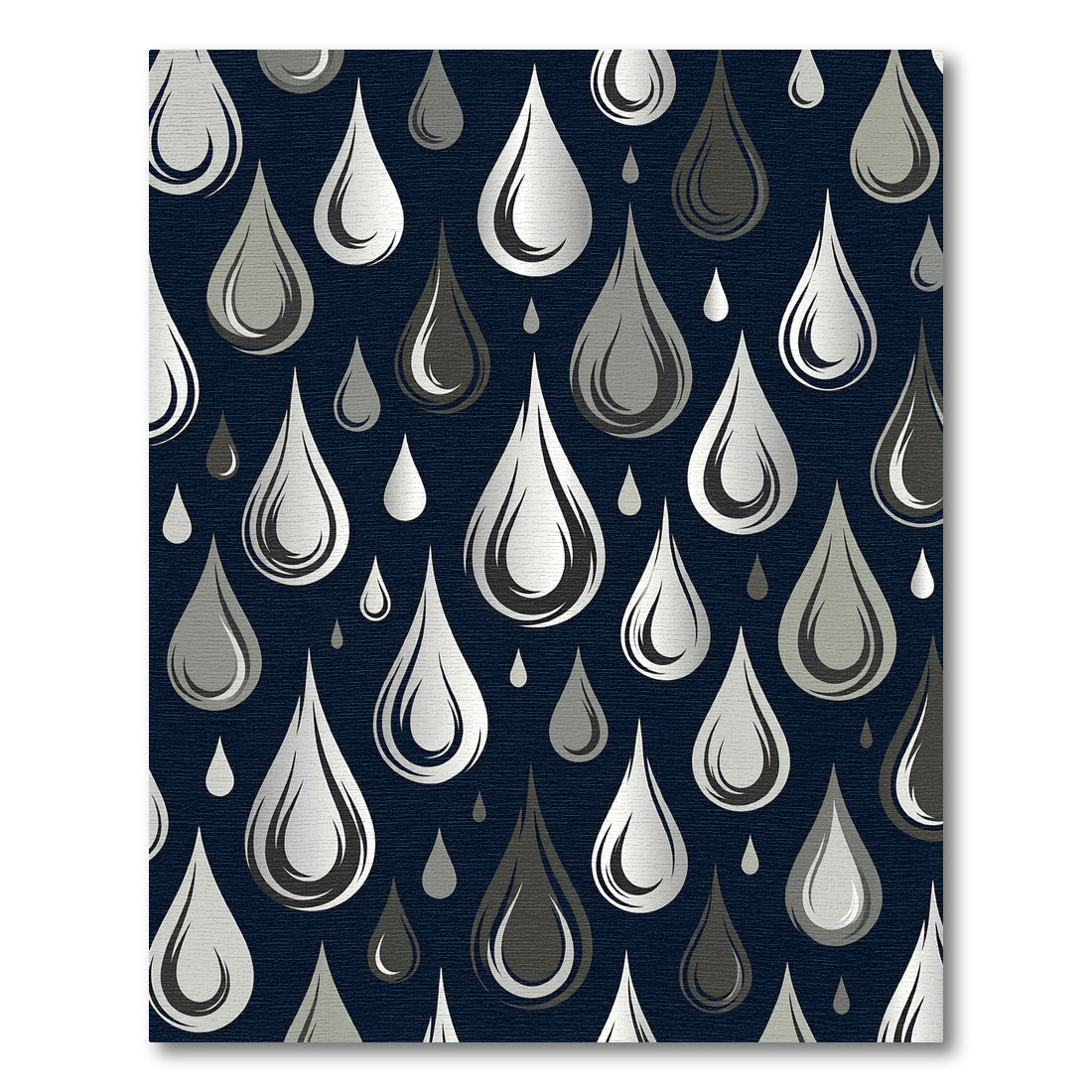 Monochrome Silver Raindrop Abstract Art Rug