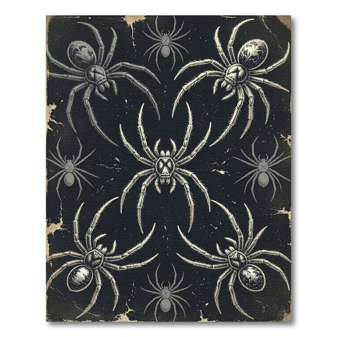 Gothic Monochrome Spider Ink Illustration Rug