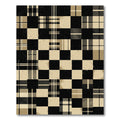 Black Tan Patchwork Plaid Squares Rug