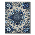 Botanical Blue Floral Medallion Scroll Rug