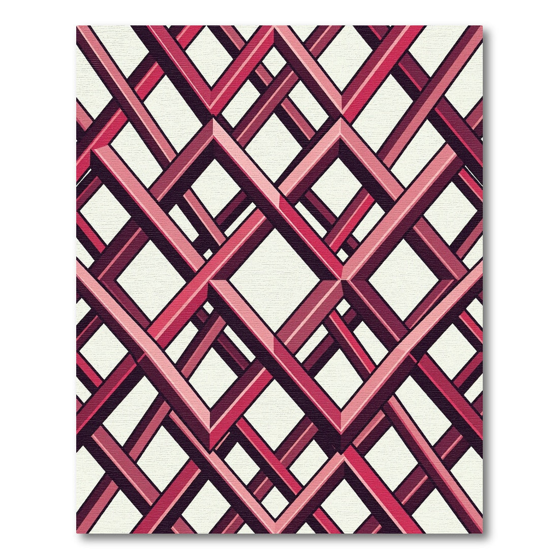 Crimson Geometric Interwoven Lattice Rug