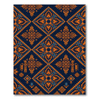 Bold Navy and Orange Geometric Boho Rug