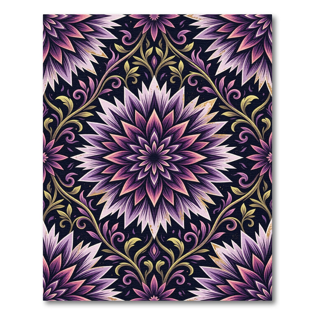 Elegant Violet Floral Mandala Arrangement Rug