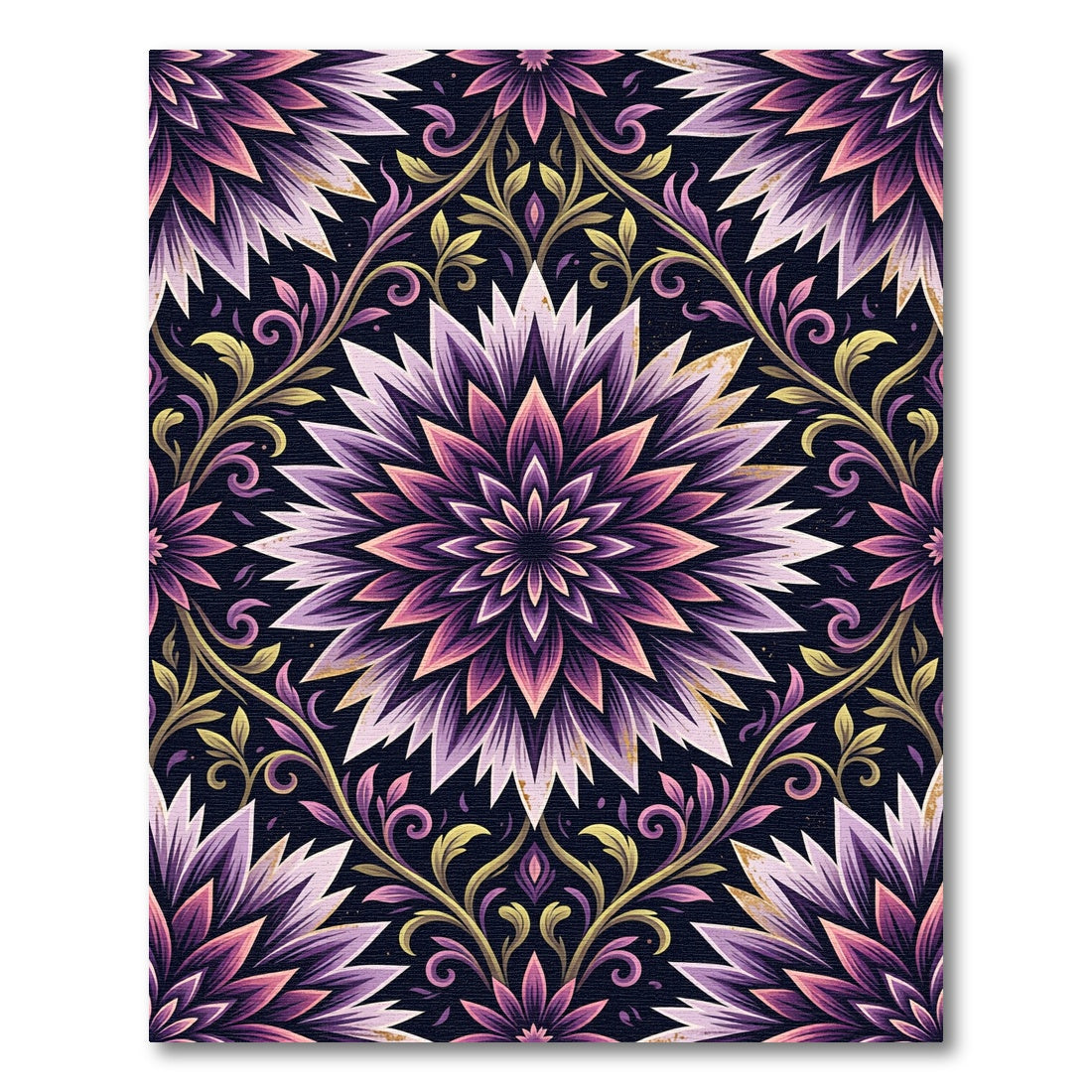 Elegant Violet Floral Mandala Arrangement Rug
