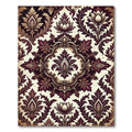 Ornate Burgundy Floral Damask Rug