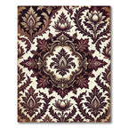 Ornate Burgundy Floral Damask Rug