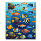 Oceanic Fish School Blue Aquatic Tapestry Rug