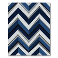 Bold Navy and White Zigzag Chevron Rug