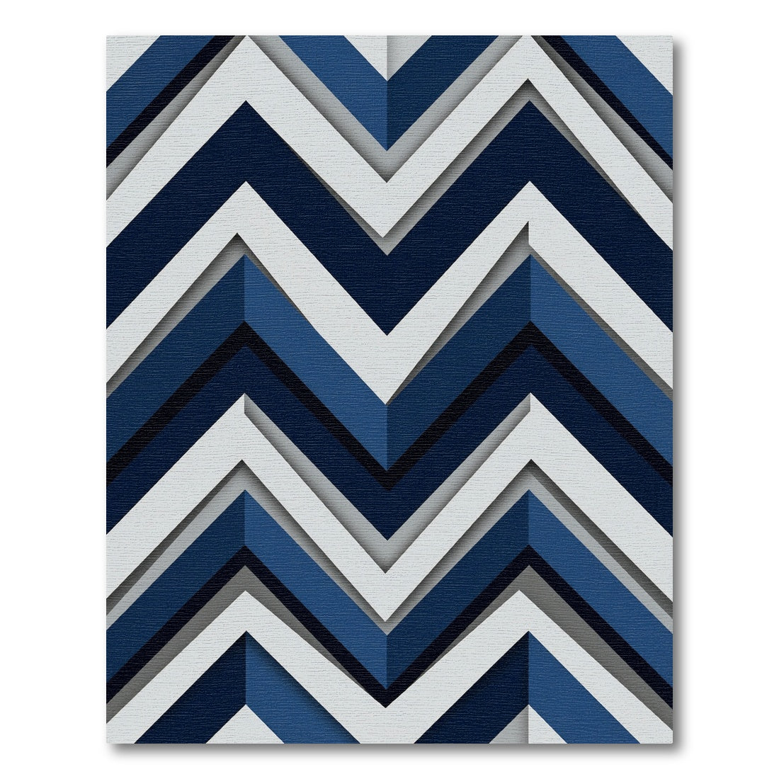 Bold Navy and White Zigzag Chevron Rug