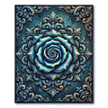 Aqua Blue Floral Medallion Brocade Rug