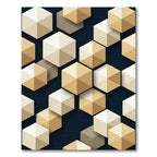 Gold Beige Cream Hexagonal Overlay Rug