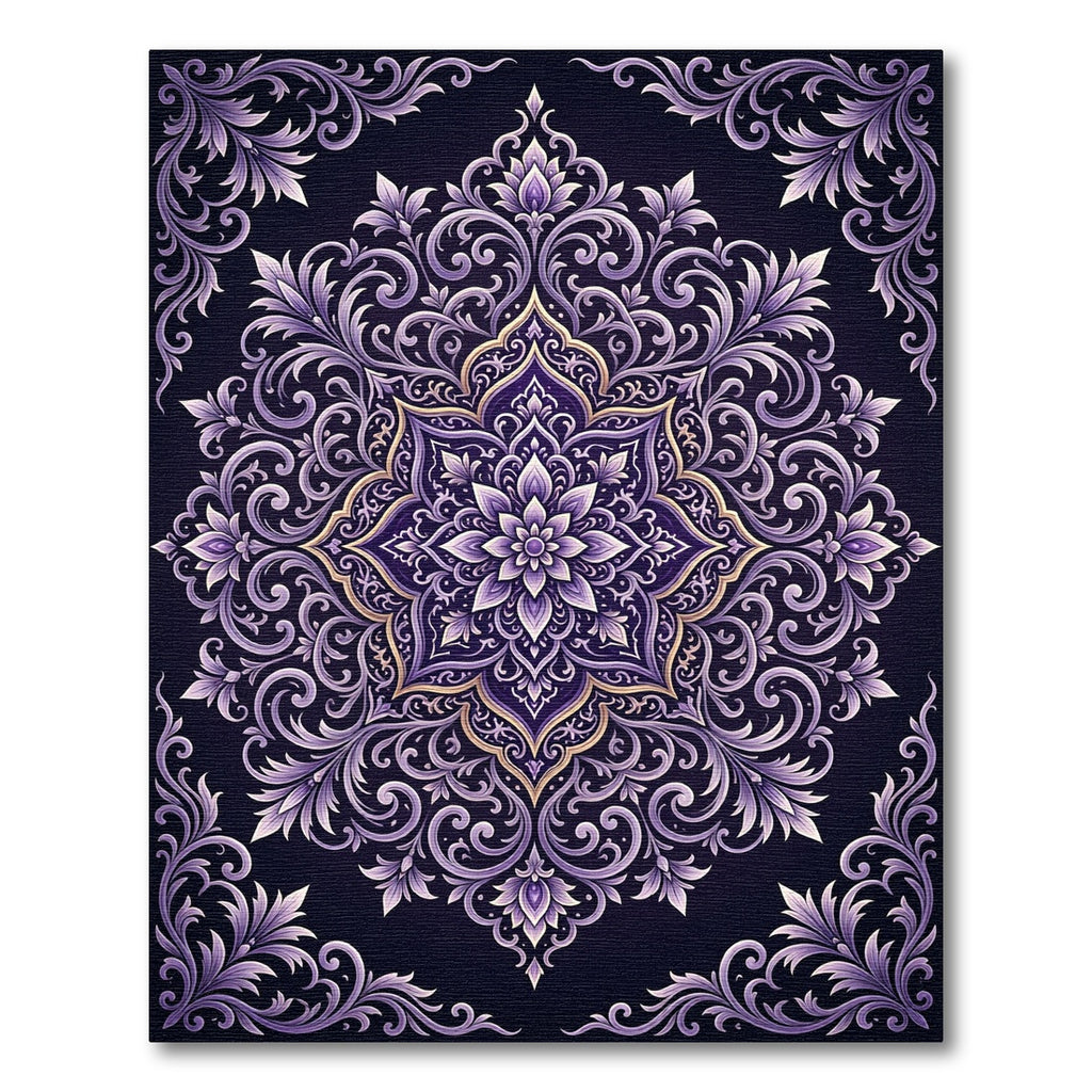 Amethyst Floral Mandalas Swirls Rug