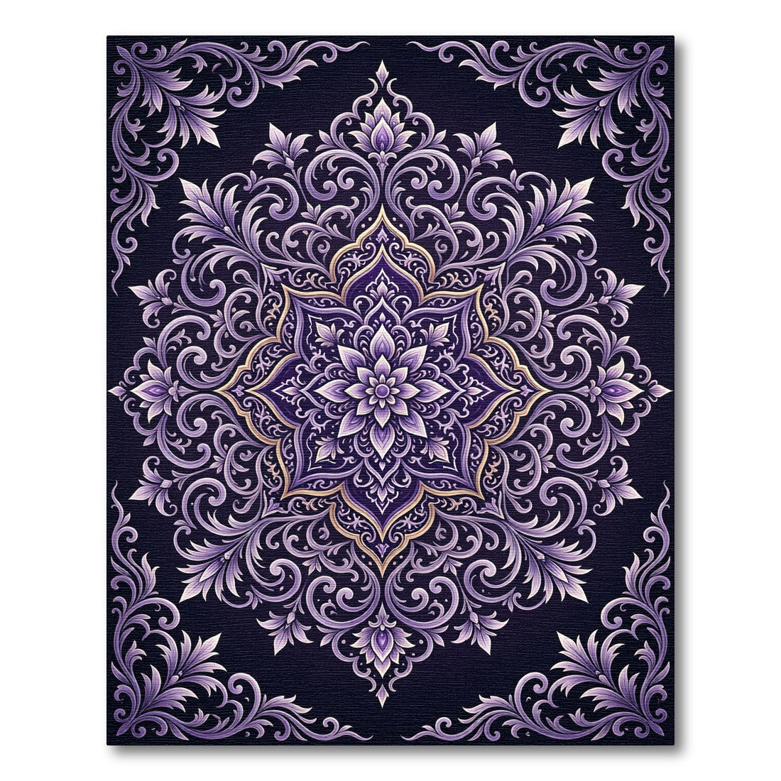 Amethyst Floral Mandalas Swirls Rug
