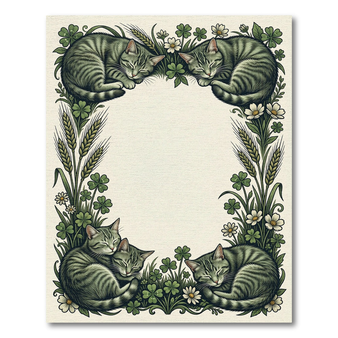 Sleeping Tabby Cat Clover Meadow Rug