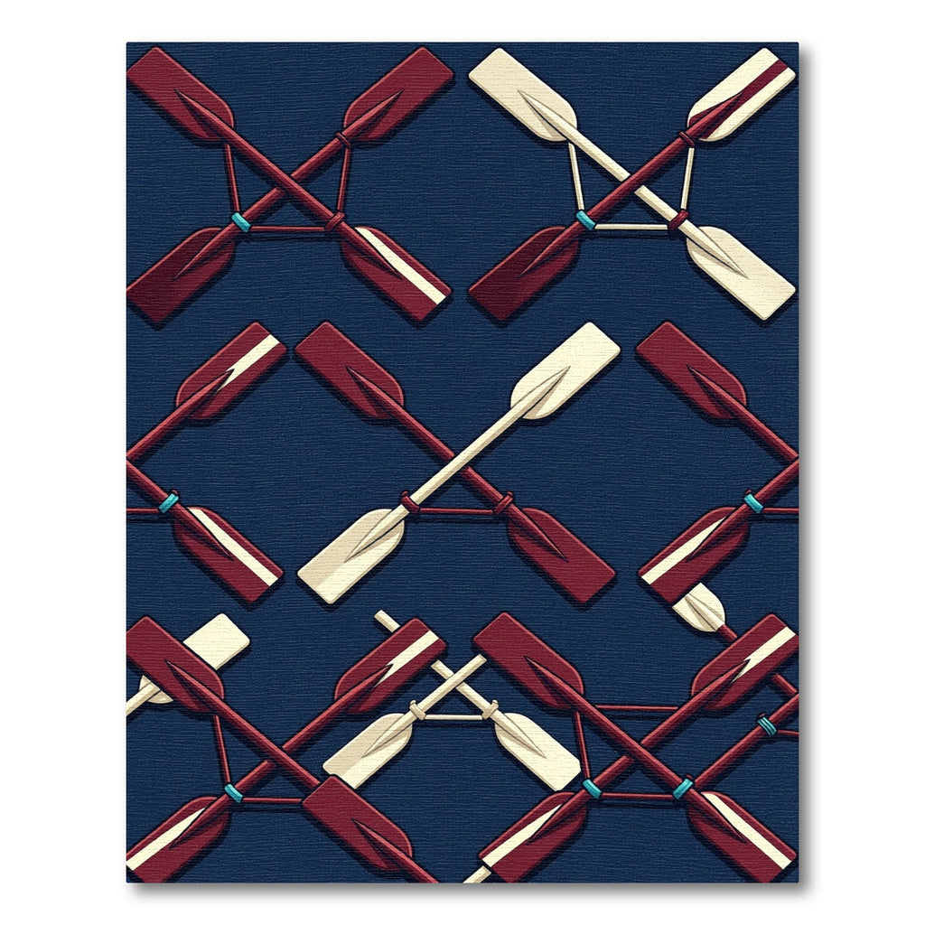 Classic Navy Rowing Oar Grid Rug