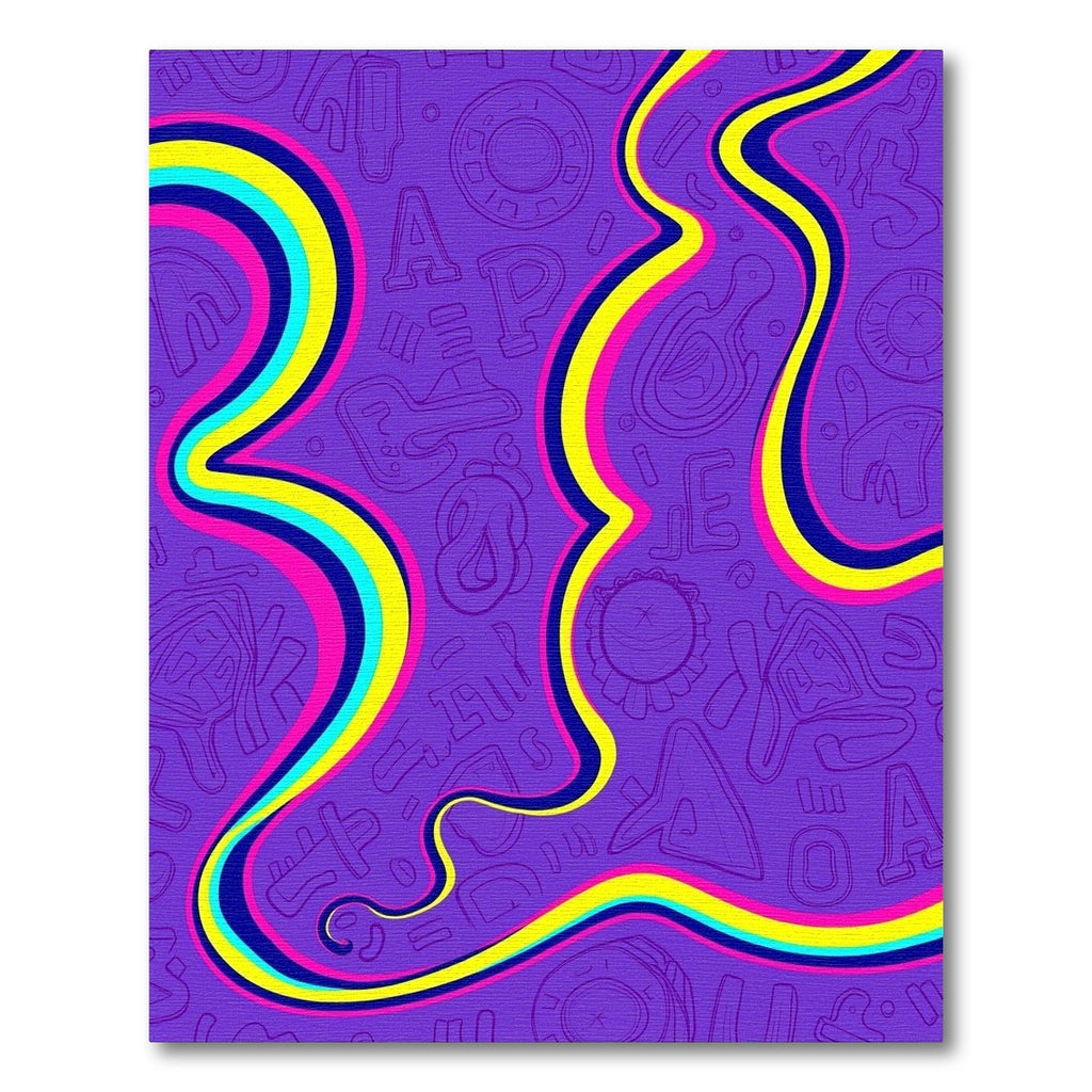 Retro Neon Swirl Abstract Shapes Rug
