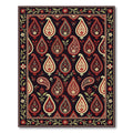 Rich Red Cream Paisley Floral Border Rug