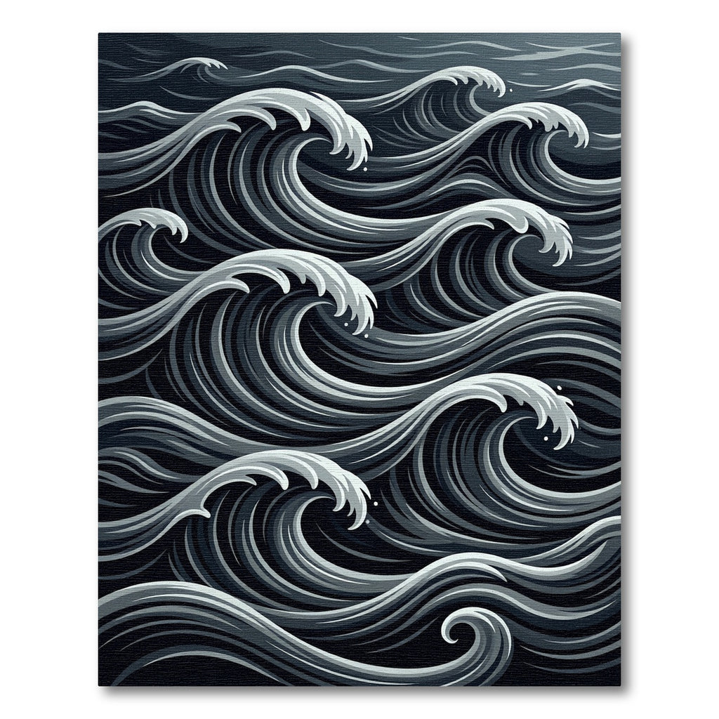 Dark Gray Oceanic Wave Rug