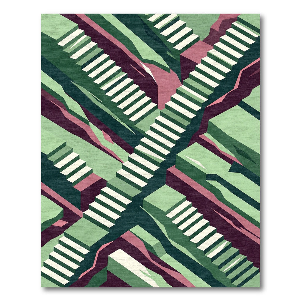 Geometric Staircase Abstract Composition Rug