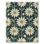 Sage Green Chamomile Floral Dark Field Rug