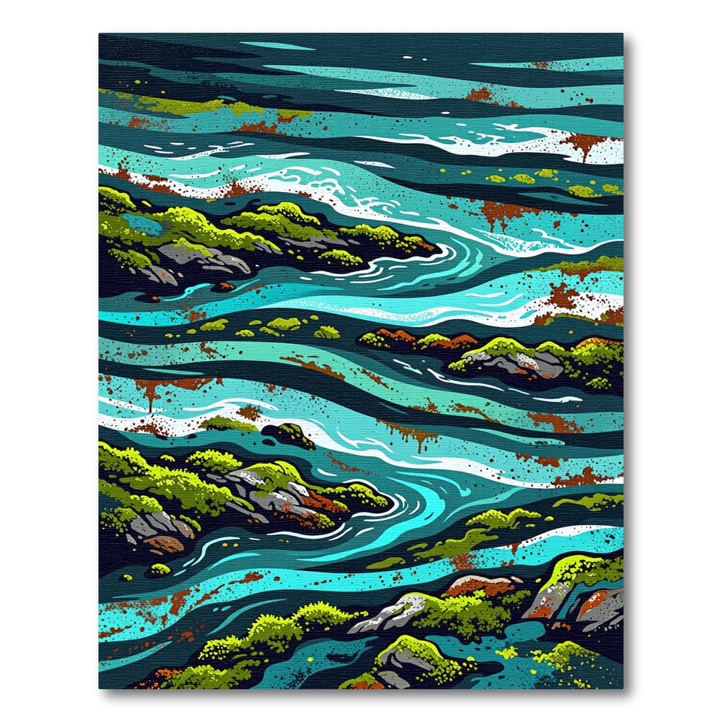 Abstract Teal Landscape River Rug