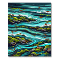 Abstract Teal Landscape River Rug