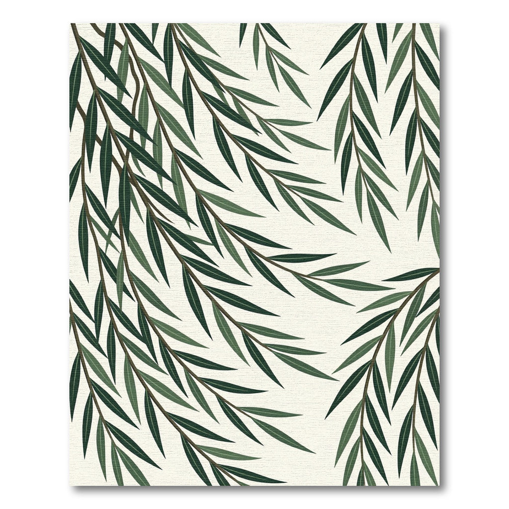 Dark Green Willow Leaf Branches Rug