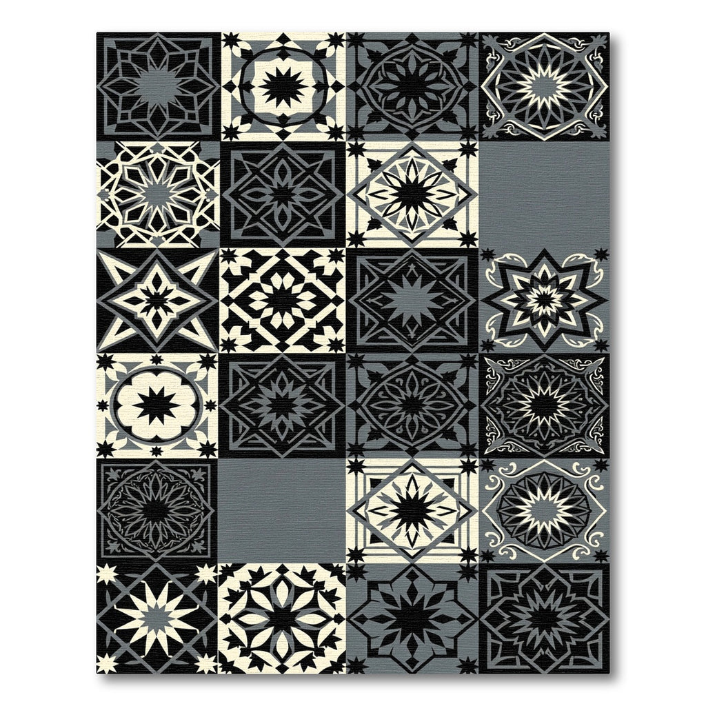 Monochromatic Geometric Starburst Tile Arrangement Rug